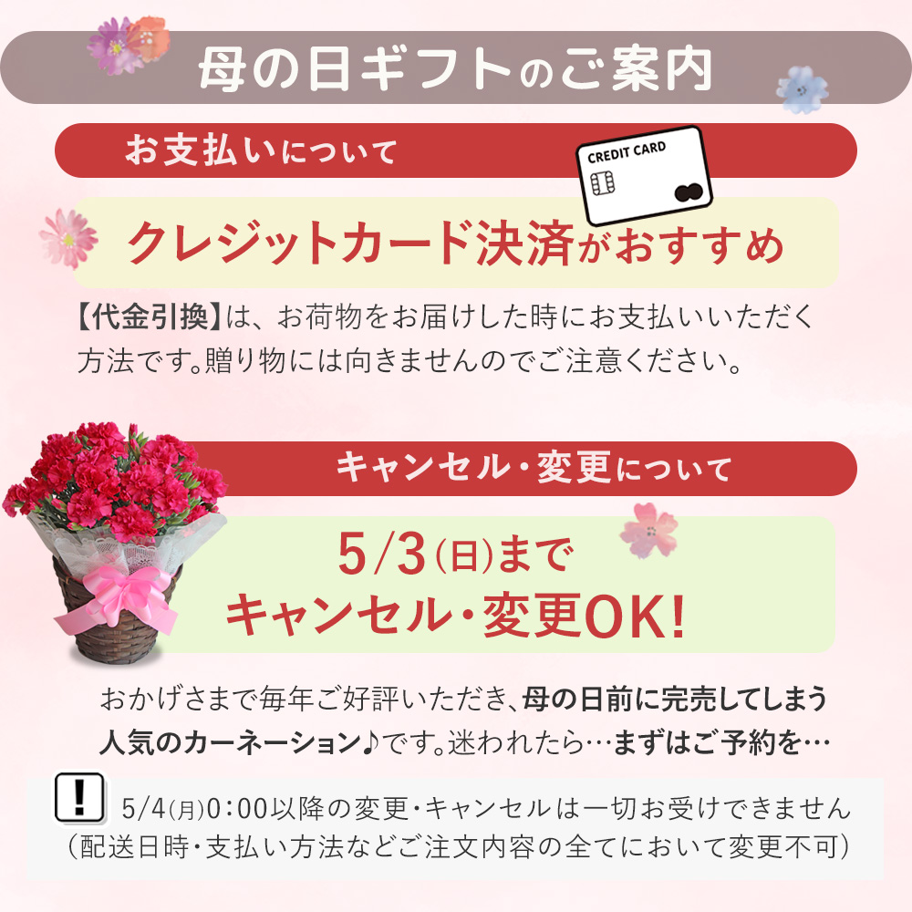 母の日ギフトのご案内