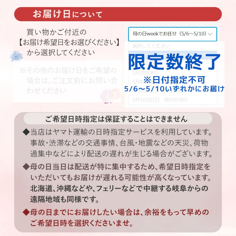 母の日ギフトのご案内