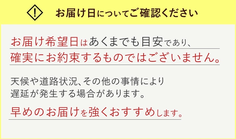お届け日についてご確認ください