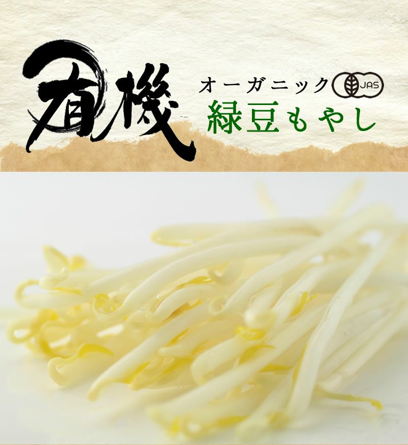 オーガニック緑豆もやし200g 1袋 （有機JAS認証の発芽野菜
